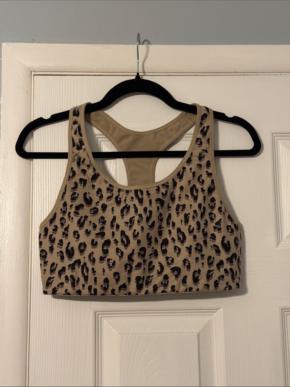Old Navy Taupe Leopard Print Racerback Sports Bra
